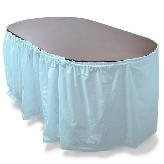 Brybelly Holdings MPAR-453 14 ft. Reusable Plastic Table Skirt - Light Blue, Extends 20 ft. plus