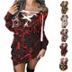 thumbnail image 4 of Vestido de otoño para mujer, manga larga, con cordones, dobladillo alto y bajo, cuello en V, vestido casual para fiesta y vacaciones, 4 of 6