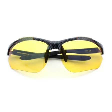 Xloop Mens Baseball Half Rim Blue Light Glare Blocking Night Driving Sunglasses Carbon Fiber Pattern