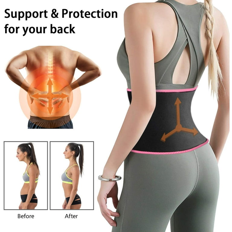 2 Pieces Sweat Band Waist Trainer for Women Waist Trimmer Belt Slimming Sweat Belt with Sauna Suit Effect Walmart