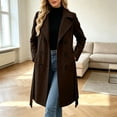 thumbnail image 7 of Vixolx Womens Long Pea Coat Classic Notched Lapel Double Breasted Wool Blend Coat with Tie Belt Side Pockets Winter Casual Office Warm Outerwear, 7 of 7