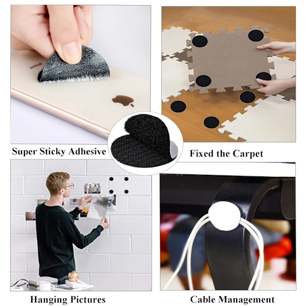 (12-pack, round 50 mm) heavy duty self-adhesive Velcro dots