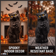 PMU Halloween Black Cat - Blow Mold Plastic Cat Statue - Perfect Décor for Halloween, Home, Yard, Lawn, Garden, Indoor and Outdoor - Best for Party Favors and Supplies - (Yellow Eyes) 17 Inch Pkg/1