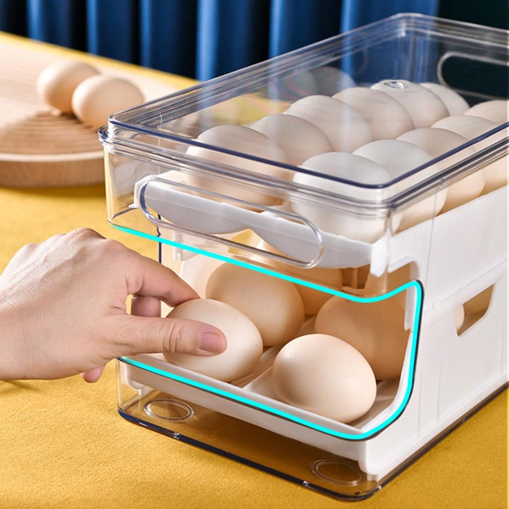 Convenient Double layer Slide Eggs Box Unique Automatic Scrolling Eggs Container