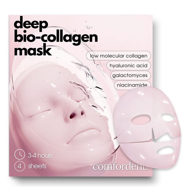 Mascarilla facial Comfordent Bio Collagen con ácido hialurónico, 4 hojas