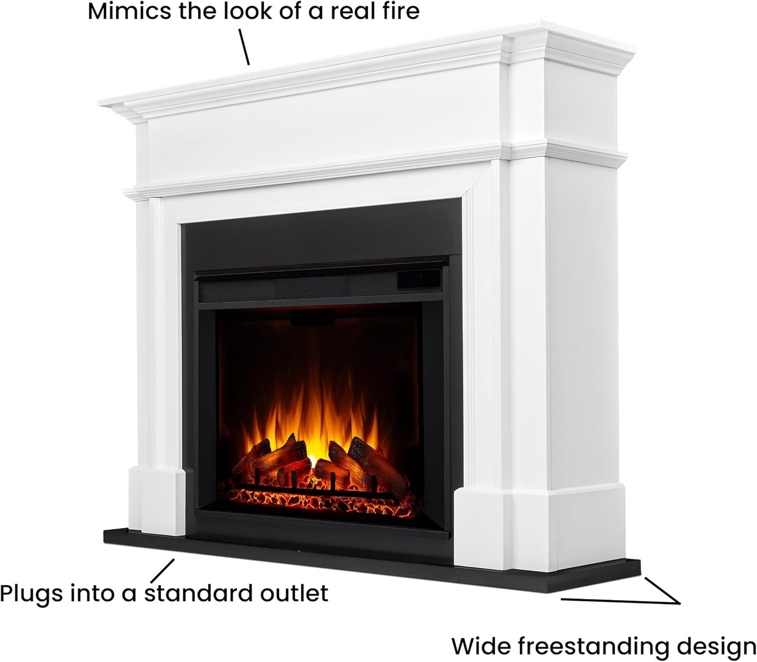 Real Flame Harlan 55" Grand Electric Fireplace in White
