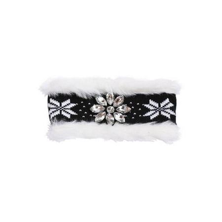 Faux Fur Headband - Womens Winter Faux Fur Flower Headband