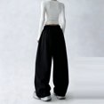thumbnail image 5 of Wide Leg Sweatpants for Women Solid Casual Drawstring Sweat Pants Trendy Athletic Sport Clothes - Sweatpants Women Harajuku Streetwear Wide Leg Baggy Pants Athletic Joggers Black L, 5 of 6