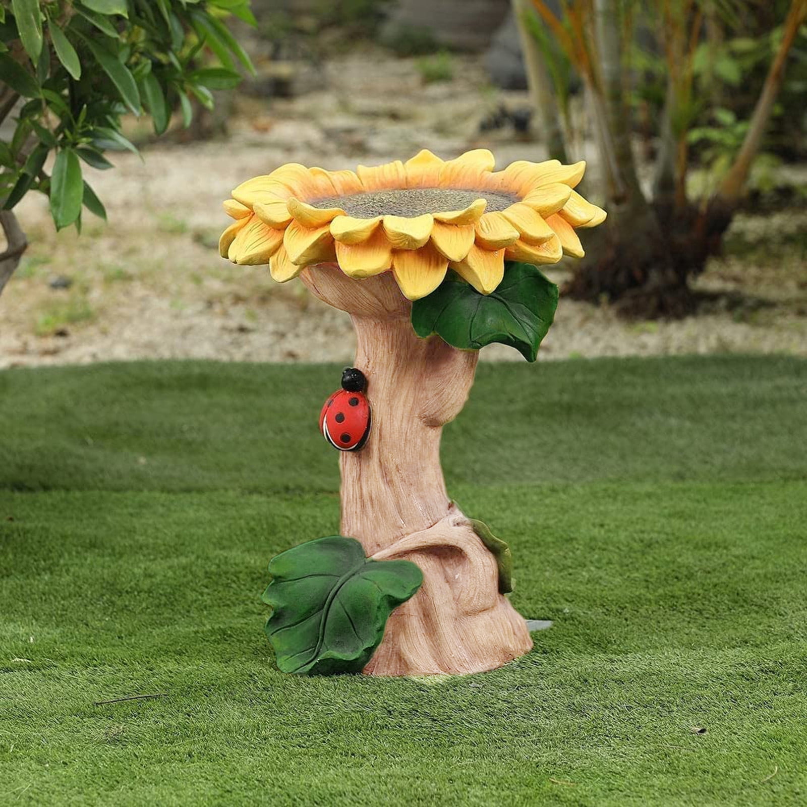 CICRKHB Water Bath Clearance Garden Bird Feeder Flower Decoration Resin Sunflower Bird Bath Home Decor Yellow