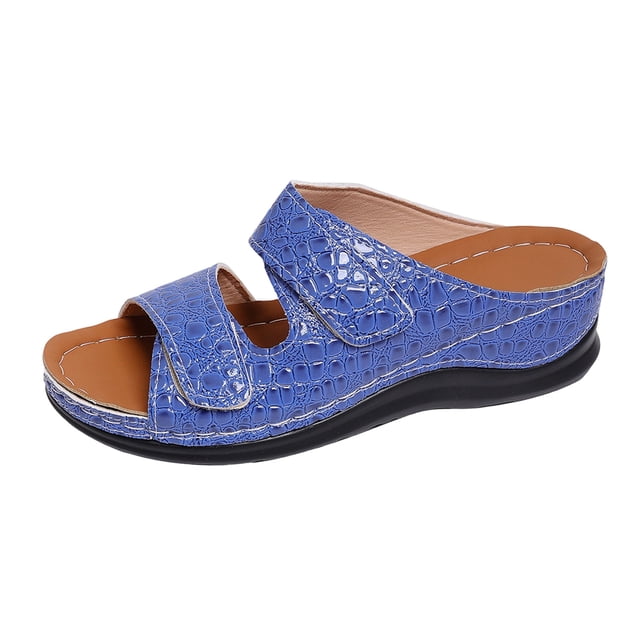 DAFEI Sandales Confortables à Talon Compensé pour Femme Été à la Mode Talon Incliné Semelle Épaisse Sandales de Plage Rétro Stylées