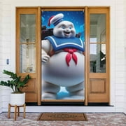 Cartoon Ghostbusters Stay Puft Door Cover Decorated Banner Tapestry Home Decoration Holiday Party Supplies Door Banner Porch Sign Banner 72.8 x 35.4 Inch