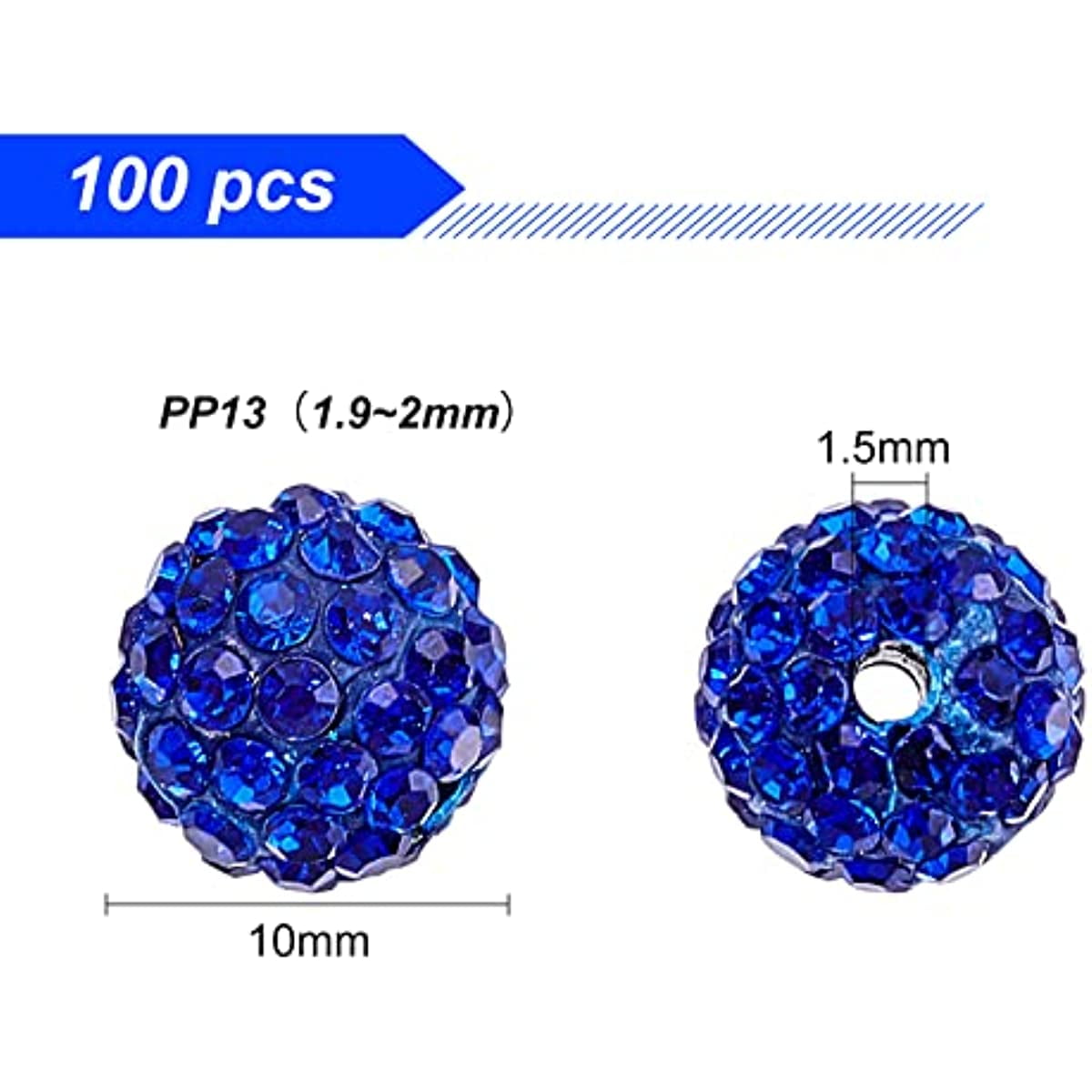 Large Hole Metal Beads, Blue Rhinestone Spacer Beads - 2 pieces (133S) –  Paper Dog Supply Co