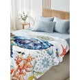 thumbnail image 4 of Sea Turtle Coastal Queen Size Flat Sheet, Wrinkleproof & Fadeproof Cooling Flat Bed Sheet Only, Summer Beach Coral Ocean Nautical Breathable Soft Bedding Top Sheets 90 x 102 Inches, 4 of 8