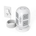 thumbnail image 1 of Regleta protectora contra sobretensiones de torre de 10 pies, cable de extensión plano largo TESSAN con múltiples salidas, 8 salidas de CA con 4 puertos USB (1 USB C), estación de carga con protección, 1 of 5