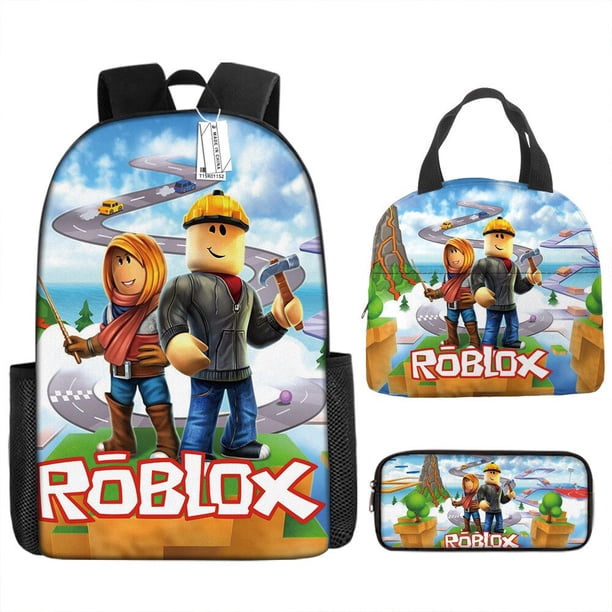 ROBLOX-mochila con diseño de mundo Virtual para estudiantes de primaria y secundaria, morral escolar de Anime, caja de papelería de dibujos animados