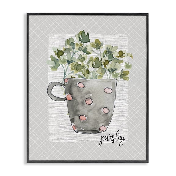 Stupell Industries Cottage Parsley Herb Mug Black Framed Giclee Art, 11 x 14, by Livi Finn