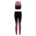 thumbnail image 4 of KHONTS Women's Two Piece Sets Racerback Yoga Bras Workout Gradient Color Outfits Waistband Exercise Outfits Red L, 4 of 8