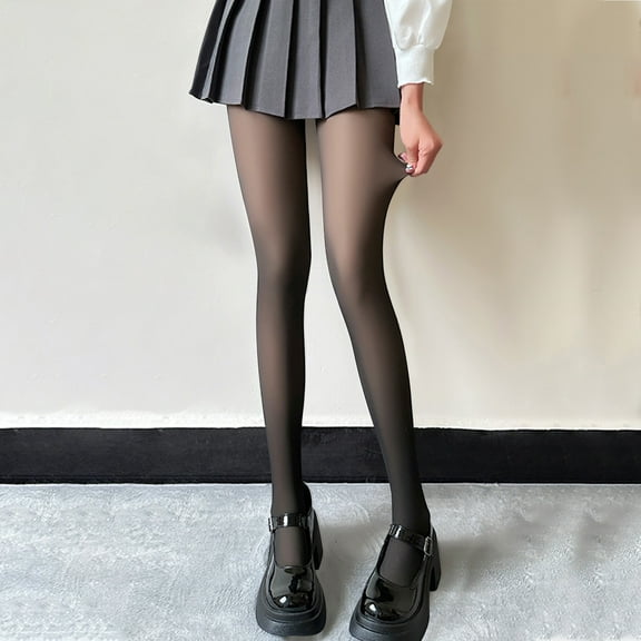 Ovbmpzd Black Tight Women Fleece Lined Thermal Fake Sheer Pantyhose Winter Tummy Control Warm Leggings Tights for Women