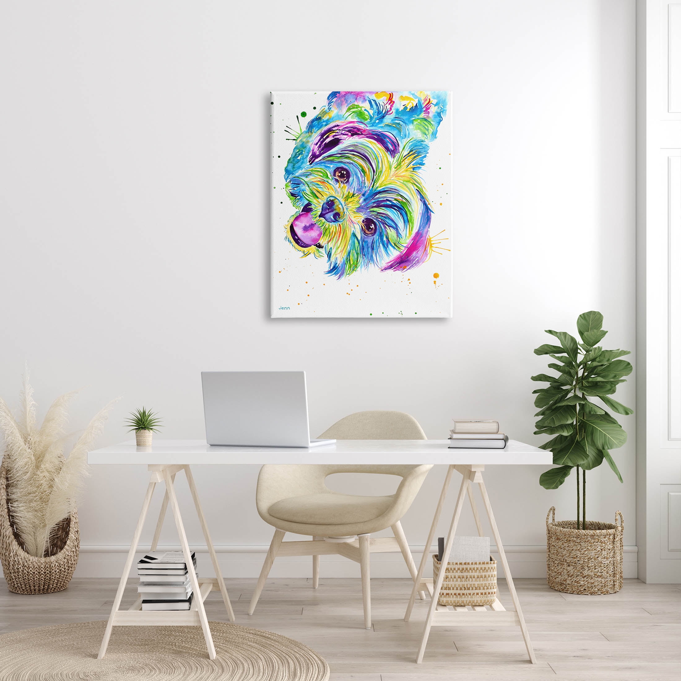 Fun Vivid Shih Tzu Puppy Animals & Insects Graphic Art Gallery Wrapped Canvas Print Wall Art