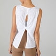thumbnail image 4 of SWSMCLT Women's Soft Tank Top Running Top Cotton Fall Split Basic Vest Yoga Workout Loose Backless Summer White Large, 4 of 4