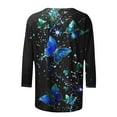 thumbnail image 6 of ZQGJB Cute Butterfly Print Shirts for Women Dressy Casual 3/4 Lenght Sleeve Round Neck Graphic T-Shitrs Top Loose Fit Comfy Tunic Tees Blouse Multicolor#10 M, 6 of 6