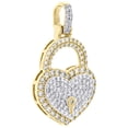 thumbnail image 2 of 10K Yellow Gold Round Diamond Heart & Lock Pendant 1.20" Statement Charm 1.50 CT, 2 of 6