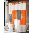 thumbnail image 4 of Burnt Orange Gray No Hook Shower Curtain Waterproof,Bathroom Curtains with Snap in Liners and See Through Top Window,Modern Abstract Oil Painted Geometric Hotel Bathtub Curtains Shower 72"Wx84"L, 4 of 8