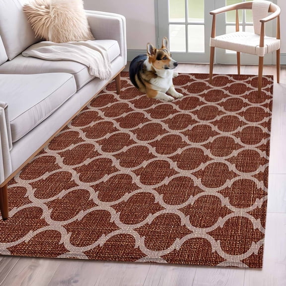 Area Rugs for Living Room 4x6 Ft, Dark Brown Non Slip Area Rugs for Kitchen Bedroom Entryway, Aesthetics Contemporary Abstract Art Rustic Washable Carpet Runner Rug Floor Mats for Bedroom Home Decor