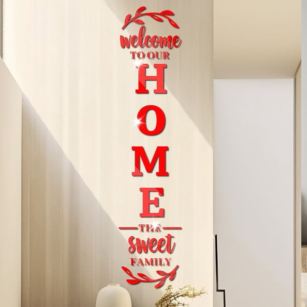 Acrylic Mirror Wall Sticker Home Welcome Sign For Wall Family Olive Branch Decal Soft Mirror Sheet For Living Room Entryway Adhesive Reflective Art For Hallway