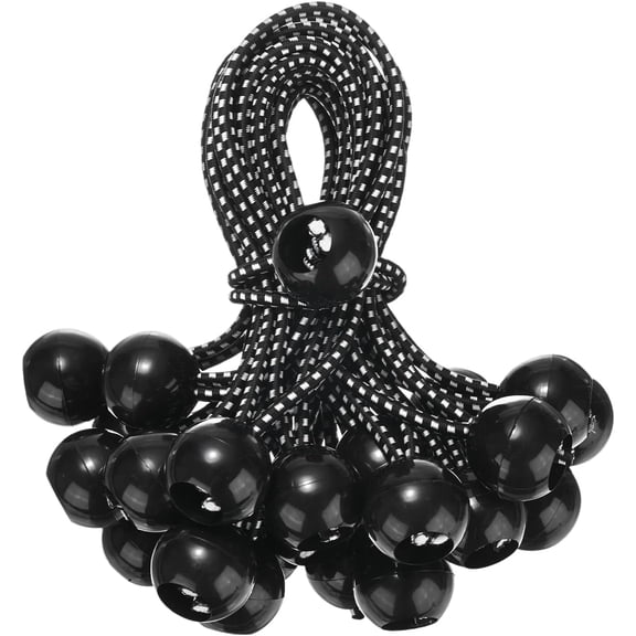 CERPXFF-25-Pack Ball Bungee Cords, 6 Inch High Elastic Canopy Tarp Tie Down Bungee Balls for Camping/Tent/Cargo Holding Wire Hoses/Patio Umbrellas/Shelter [Black White]