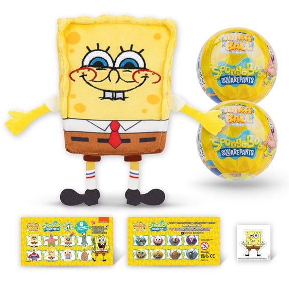 MiraBall SpongeBob Blind Box Surprise Plush Toys w/ Stickers - Yellow, 2-Pk