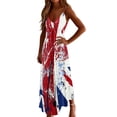thumbnail image 5 of Uootdi Women Dresses Union Jack Glitter Print Spaghetti Strap V Neck Maxi Length Loose Fit Lightweight Sundresses Casual Dresses Summer Vacation Outfit Gift, 5 of 8