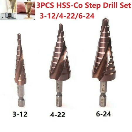 

3PCS M35 Cobalt Step Drill Bit 3-12 4-22 6-24 HSS-CO Cone Metal Drill Bit Tool