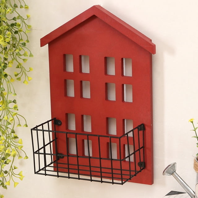 Estantes de pared para almacenamiento, estante montado en la pared con forma de casa de madera hecho a mano para dormitorio y sala de estar