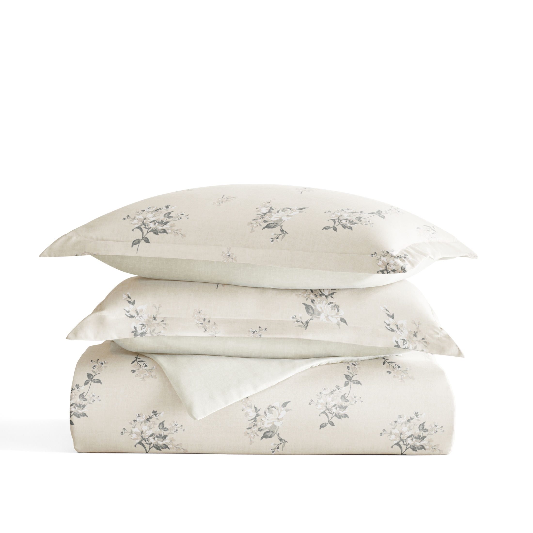 Duvet Cover Set - Ultra Soft & Breathable - Reversible Delicate Ivory Floral for Twin/TwinXL Bedding by Comfort Canopy