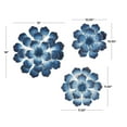 thumbnail image 3 of DecMode Coastal Metal Blue Glittery Flower Wall Décor, Set of 3 18", 12", 11"H, 3 of 13