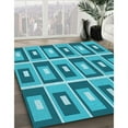 thumbnail image 3 of Ahgly Company Machine Washable Indoor Round Transitional Dark Cyan Green Area Rugs, 5' Round, 3 of 7