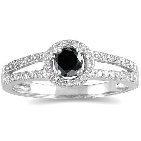 SZUL Women's 1/2 Carat TW Black and White Diamond Ring in 10K White Gold