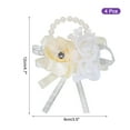 thumbnail image 2 of Uxcell Pack of 4 Wrist Corsage Artificial Flower Bracelets Rose Wrist Bride Groom Decorative Wedding Prom Cream, 2 of 5