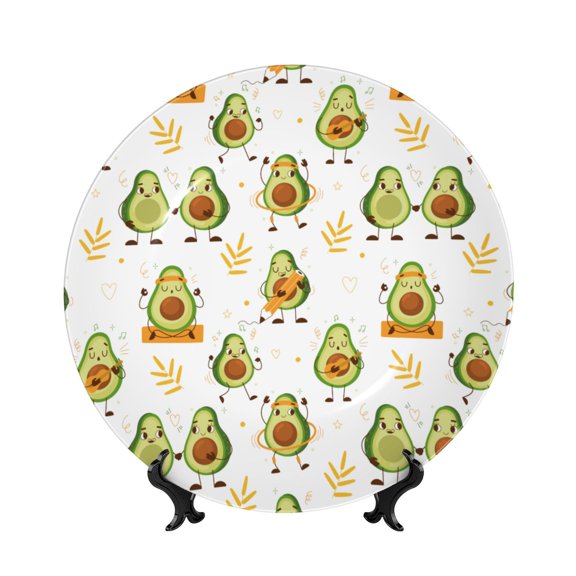 Honeii Lovely Avocado Print Elegant Bone China Decorative Plate, Porcelain Plate,Art Crafts,Ceramic Ornaments for Home Office Wall Decor-10in