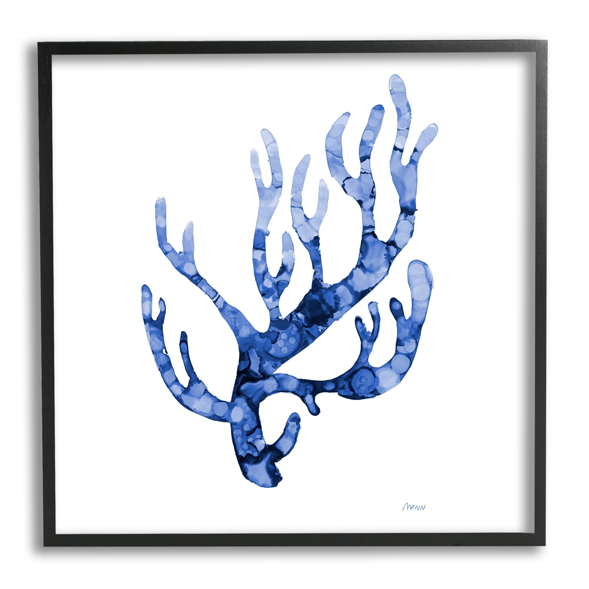Stupell Industries Coral Sprig Marine Life Plant Watercolor Detail Painting Gray Framed Art Print Wall Art, Design by Patti Mann