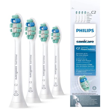 C2 PhilipSonicare Original Optimal Plaque Defence (Formerly ProResults Plaque Control) - 4 Pack in White (Model HX9024/10)