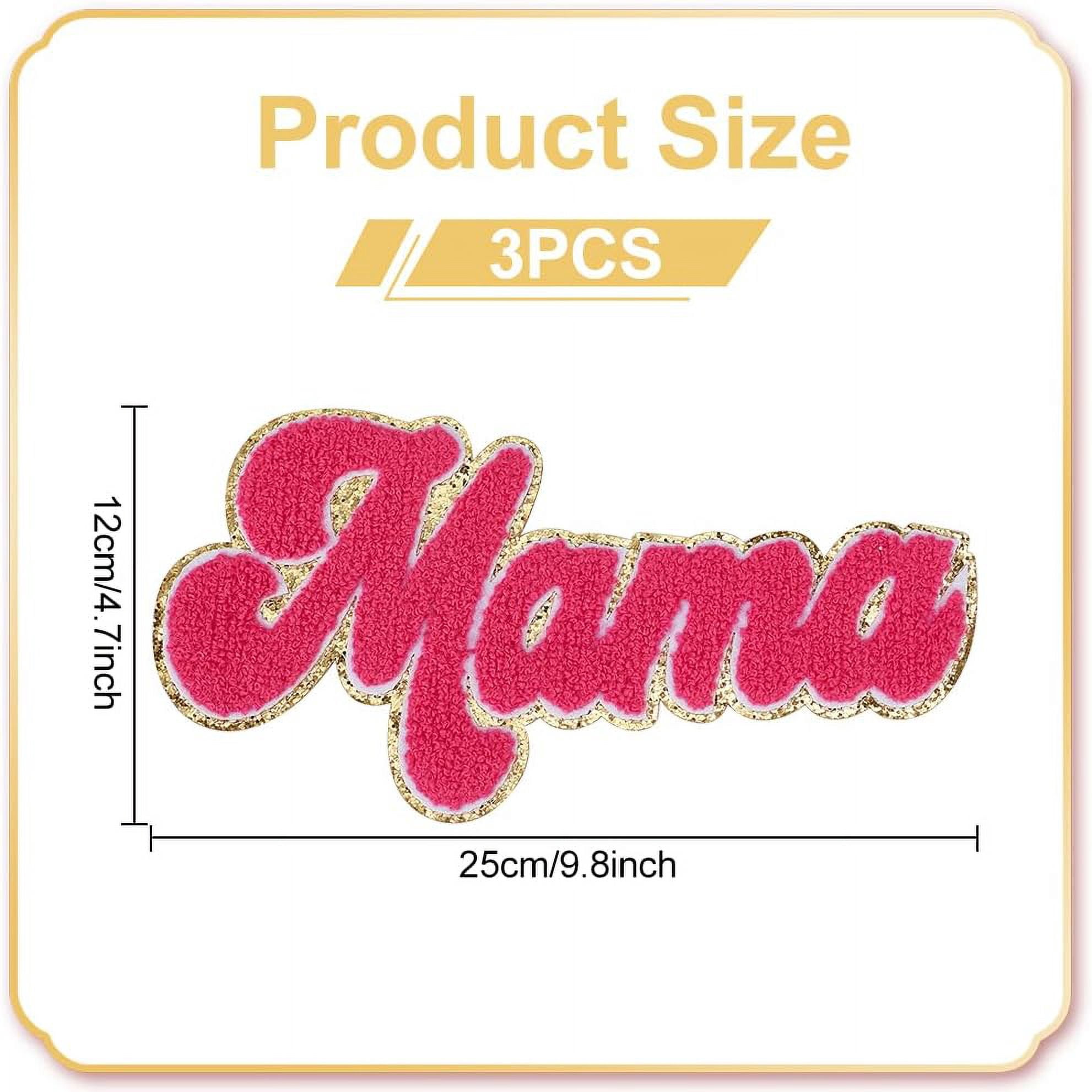 3pcs Deep Pink Mama Iron On Letters Patches for Clothing Mama Iron