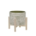 thumbnail image 1 of Sagebrook Home 8" Ceramic Planter W/ Wood Stand, Green Mix, 1 of 1