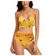 thumbnail image 1 of CNKOO Plus Size Swimsuit Women Cross High Waisted String Floral Printed 2 Piece Bathing Suit Bikini, 1 of 5