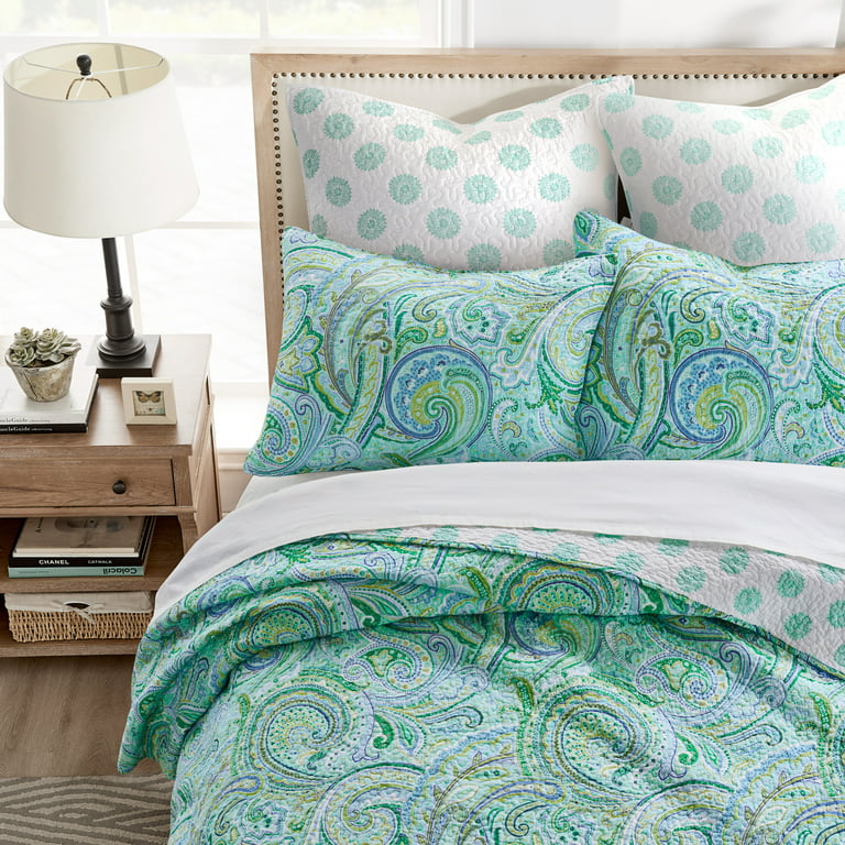 Levtex Home Spruce Teal Quilt Set - King Quilt + Two King Pillow