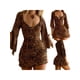 thumbnail image 4 of Txlixc Vestido retro estampado de verano femenino, falda de manga de altavoz de 3 / 4 con escote en V profundo, adecuado para playas nocturnas Txlixc moda, 4 of 9
