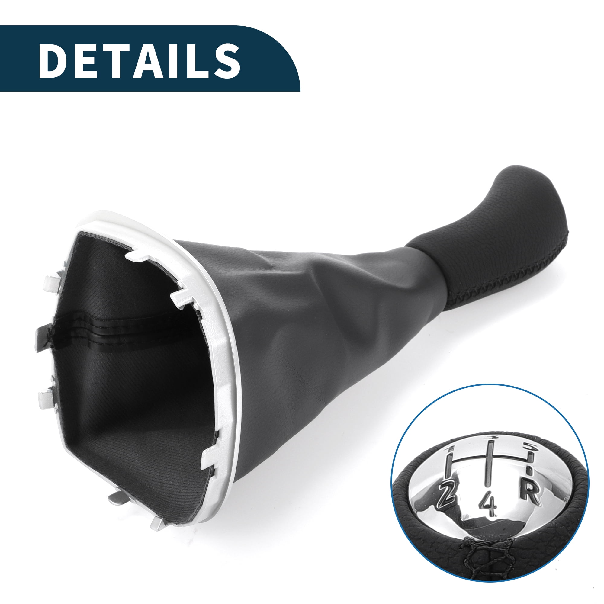 Unique Bargains Gear Shift Knob with Cover 5 Speed Manual Stick Shifter Knob for Renault Clio 2005-2014 Plastic Black