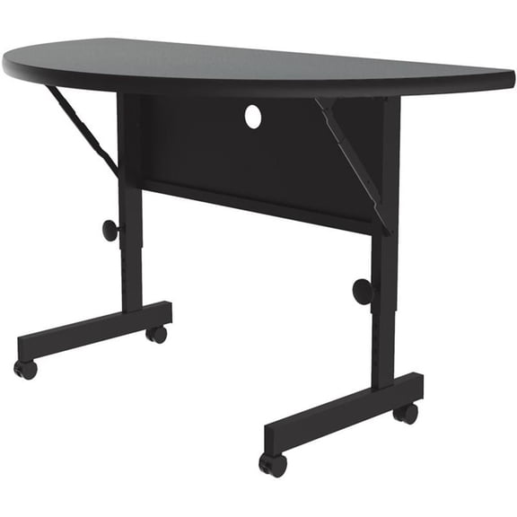 Correll 24"W x 48D Deluxe High Pressure Top Flip Top Table Montana Brown Granite