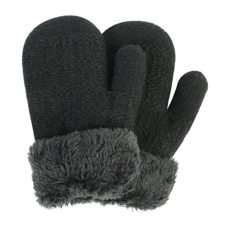 

Sunisery Kid Winter Ski Gloves Plush Knitting Patchwork Thicken Warm Mitten Outdoor Windproof Gloves